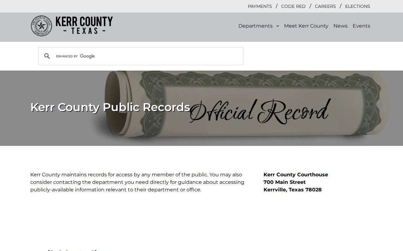 Kerr County court record categories on the official records hub