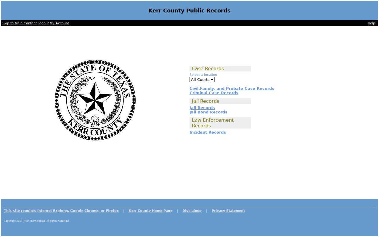 Kerr County case lookup Odyssey category page