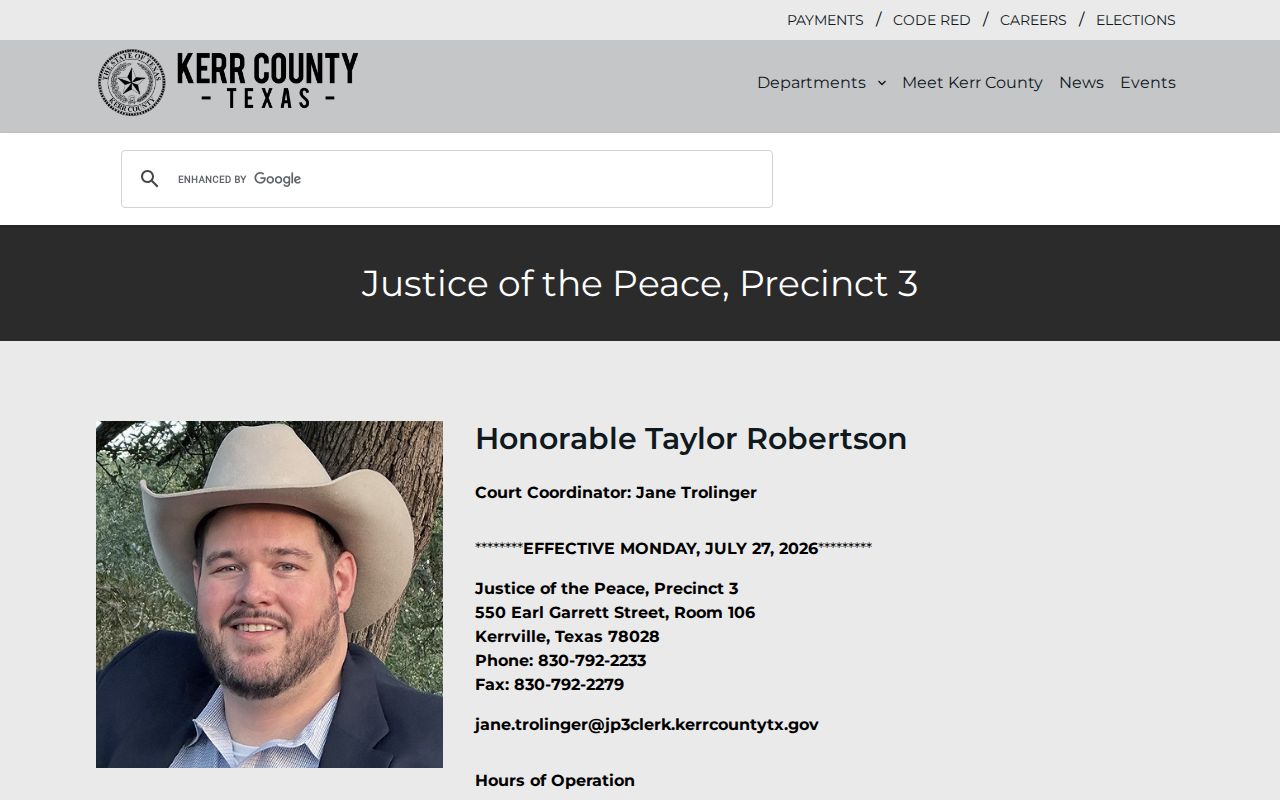 Kerr County traffic ticket and JP3 docket categories
