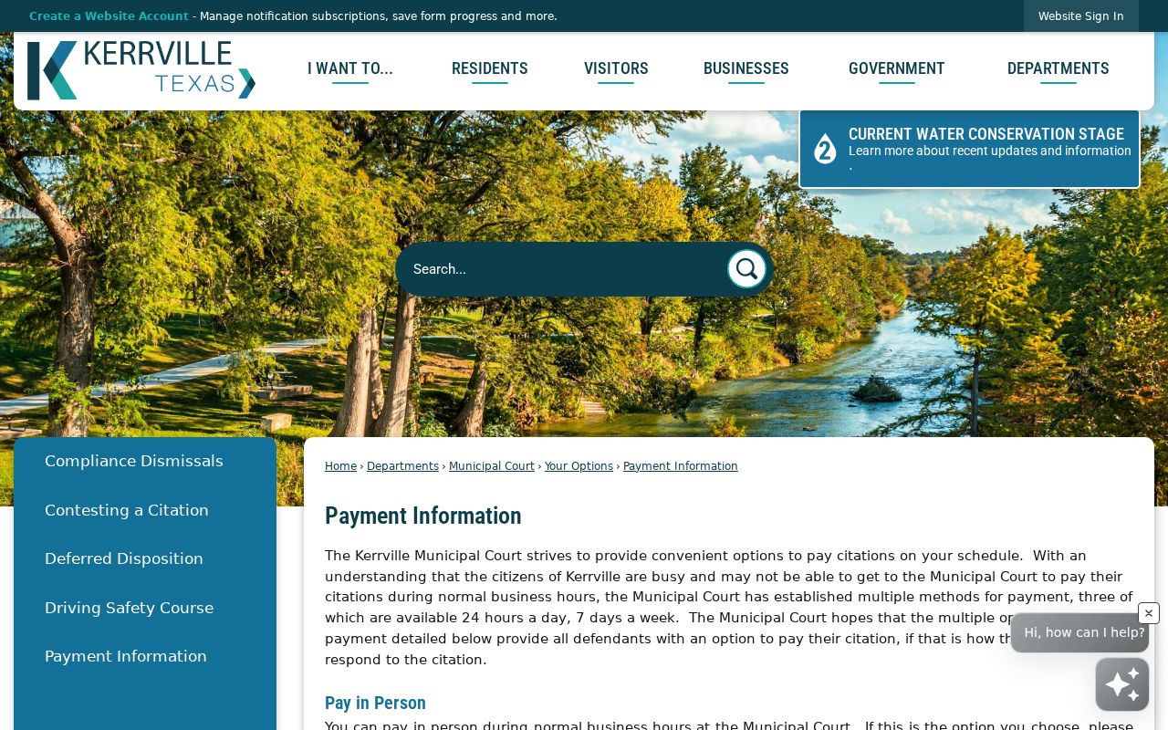 Kerr County traffic ticket identifiers on the Kerrville citation page
