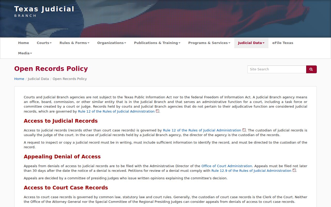 Kerr County court record rules under Rule 12 and Texas law